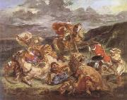 Eugene Delacroix The Lion Hunt (mk09) oil painting on canvas